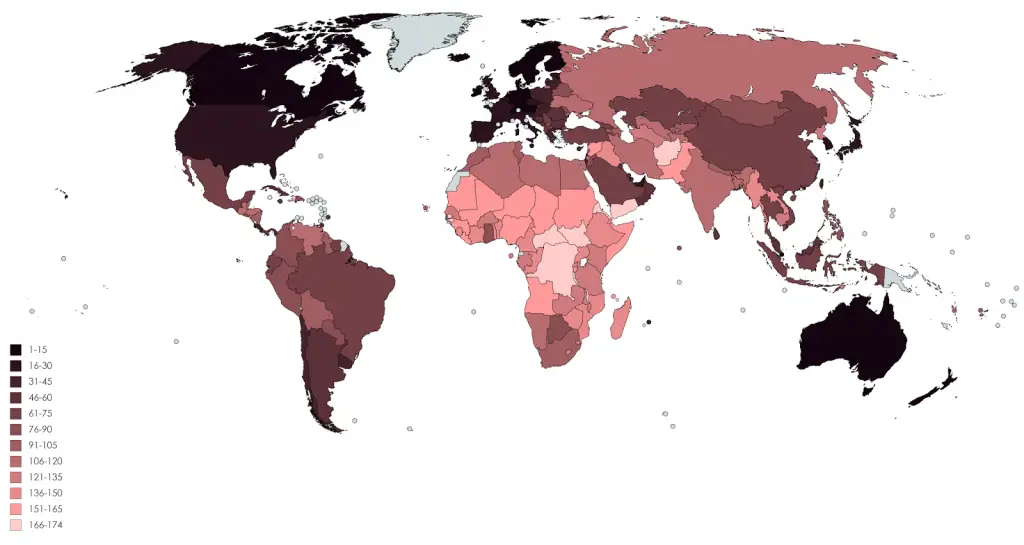 Countries From Best To Worst Based On 29 Index Aggregate - Vivid Maps