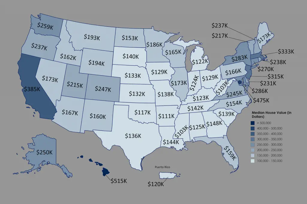 Median House Value In The United States Vivid Maps