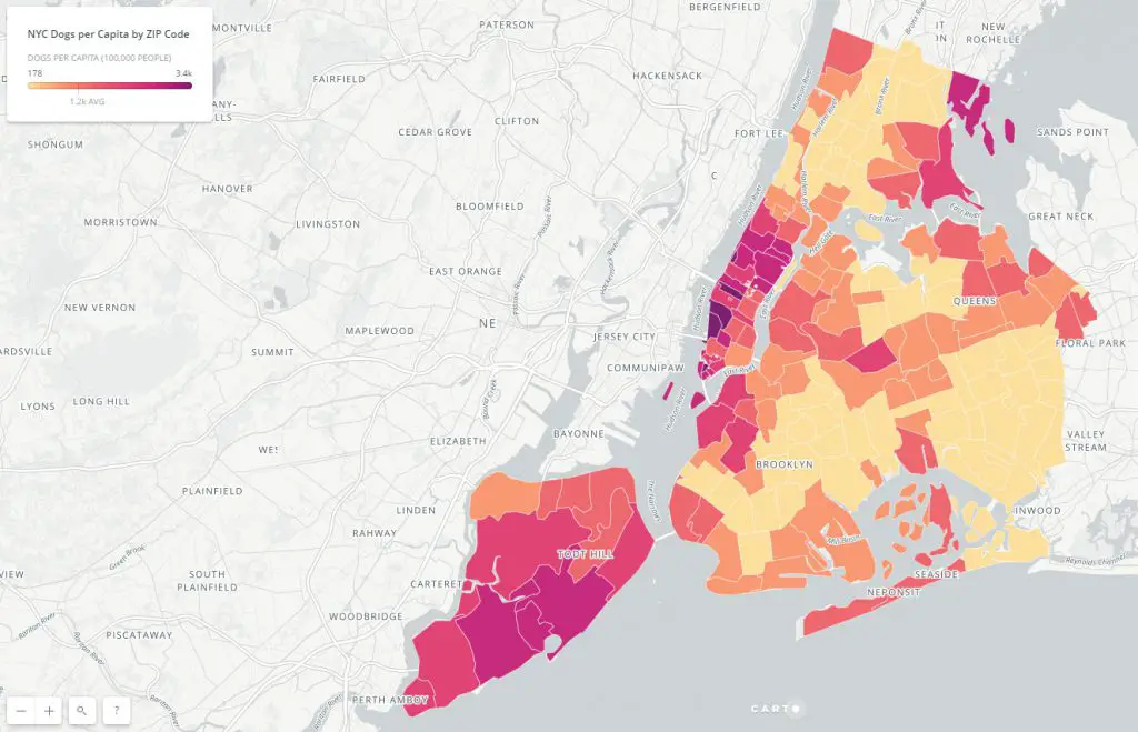 New York City Dogs per Capita by ZIP Code