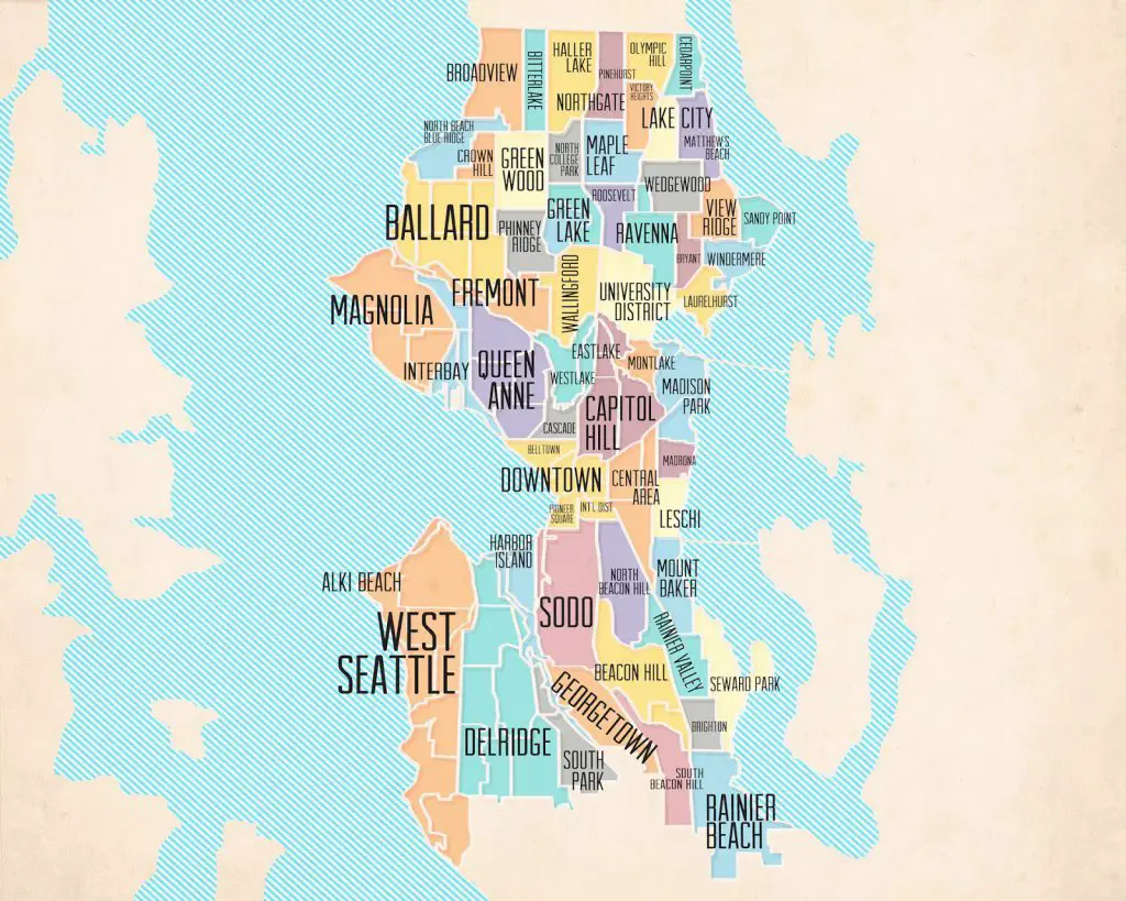 The Neighbourhoods Of Seattle Vivid Maps