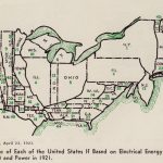 Map showing the relative size of each of the United States if based on Electrical energy sold for light and power (1921)