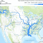 United States rivers drawn to show average annual flow United States rivers drawn to show average annual flow