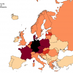 Countries of Europe by the number of mentions of "Germany" on their Wikipedia page