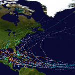The path of every recorded Atlantic Hurricane since 1851