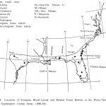 Zone of potential subtropical broadleaf evergreen forest in the United States Location of Evergreen Broad-Leaved and Related Forest Relives in the Warm-Temperate Southeastern United States