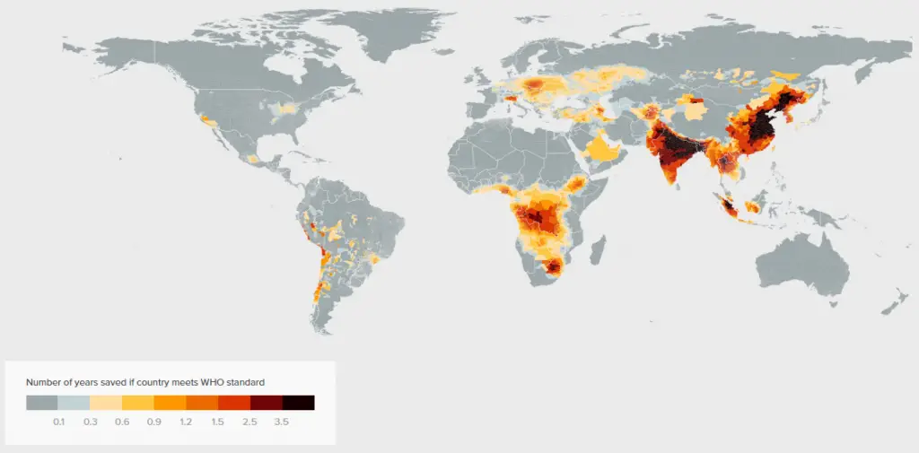 How much longer would you live if your country reduced air pollution