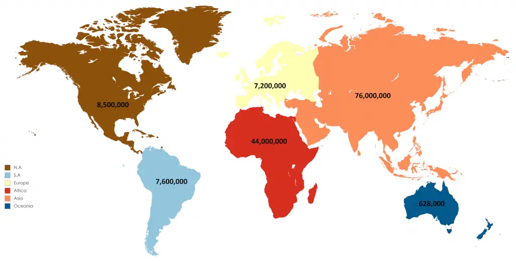 Number of Babies Born in Each Continent (2016) - Vivid Maps