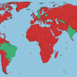 World countries with budget deficit or surplus