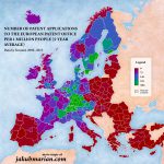 Number of patent applications to the European patent office per 1 million people