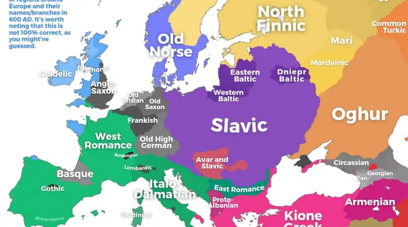 Languages of Europe around 600 AD