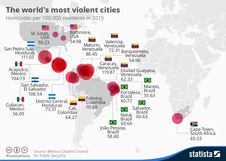 Most Violent Cities In The World Vivid Maps