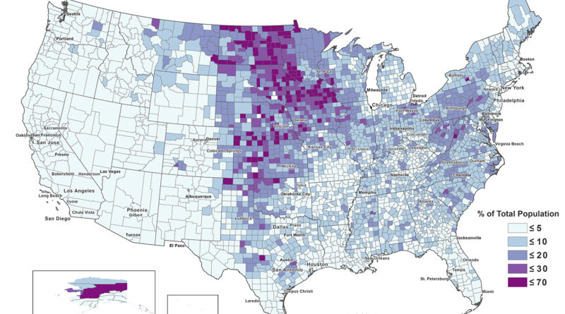 Mainline protestants by U.S. county mapped