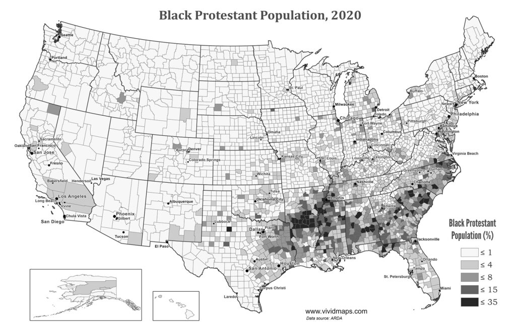 Where Black Protestant Adherence Was Strongest