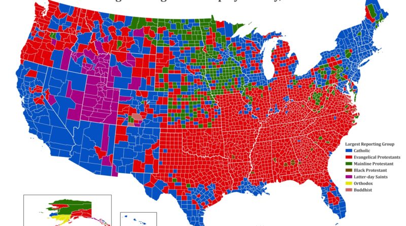 Largest religions by U.S. county mapped