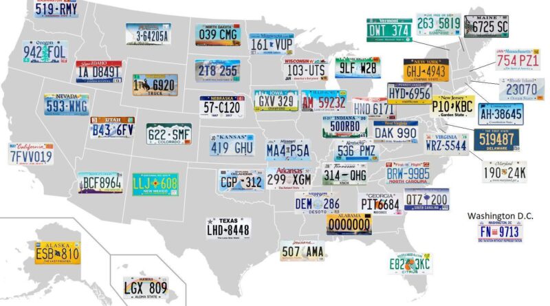 License Plates by U.S. State mapped