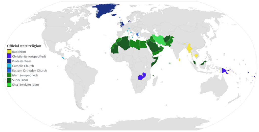 Mapped: Countries that have an official state religion