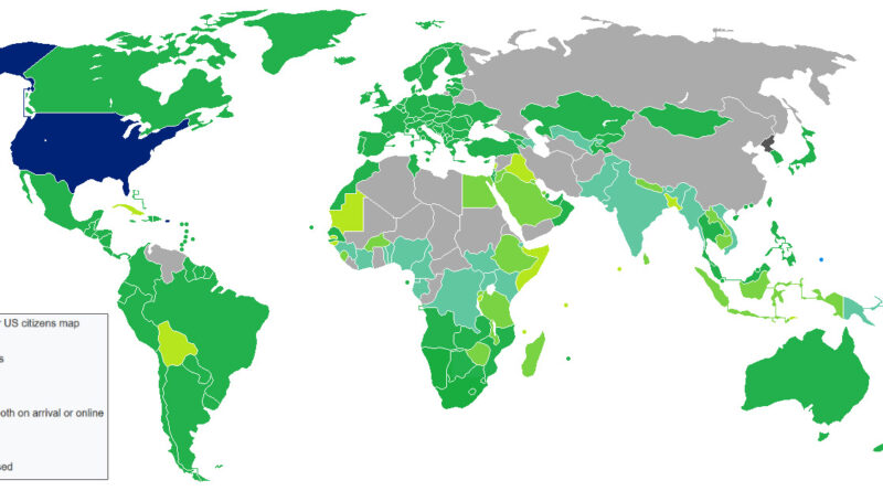 World map: Visa requirements for United States citizens