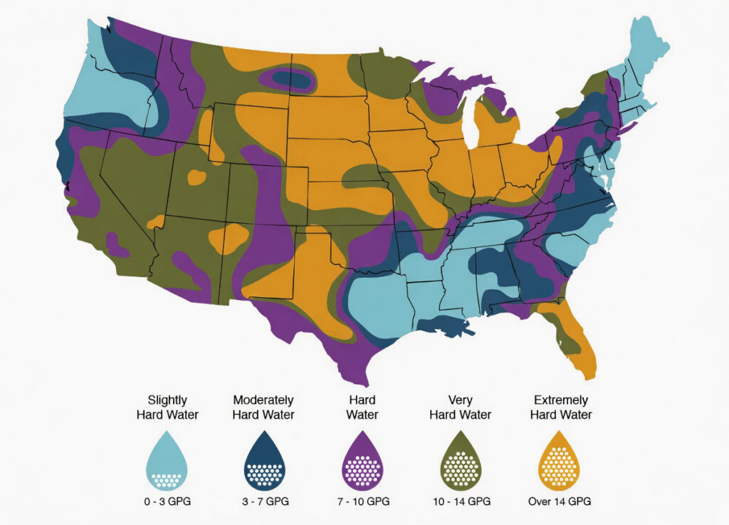 Water hardness in the United States mapped