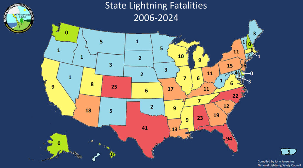 State Lightning fatalities mapped