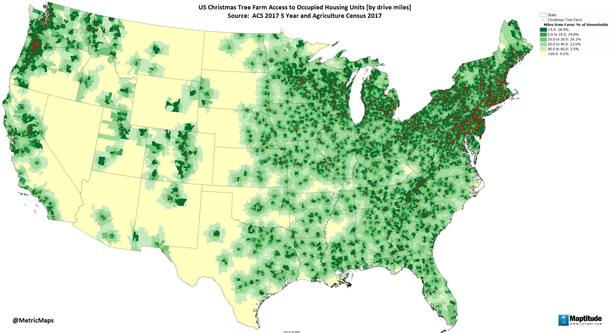 Tree Farmns Map Where America's Christmas Trees Actually Grow - Vivid Maps