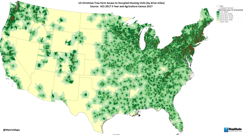Christmas tree farm in America mapped