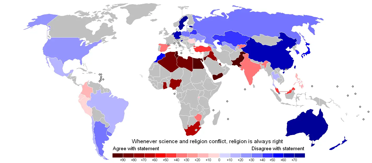 Where people trust religion more than science