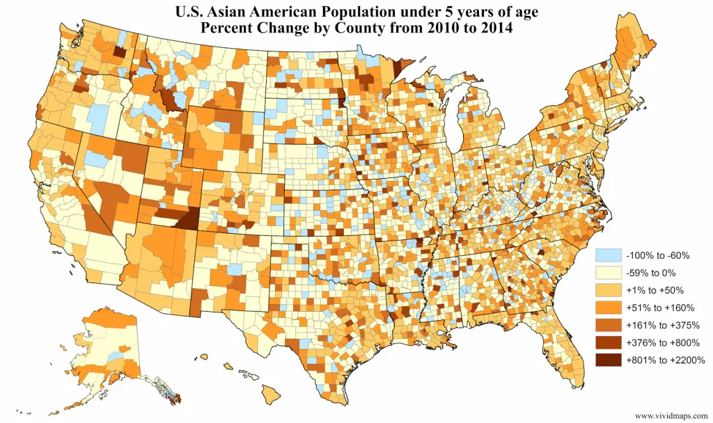 U.S. Asian American Population under 5 years of age Percent Change by ...