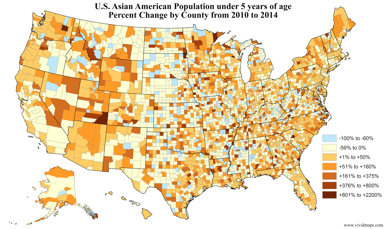 U S Asian American Population Under 5 Years Of Age Percent Change By 