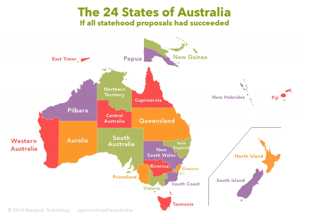 The 24 states of Australia: if all statehood proposals had been accepted