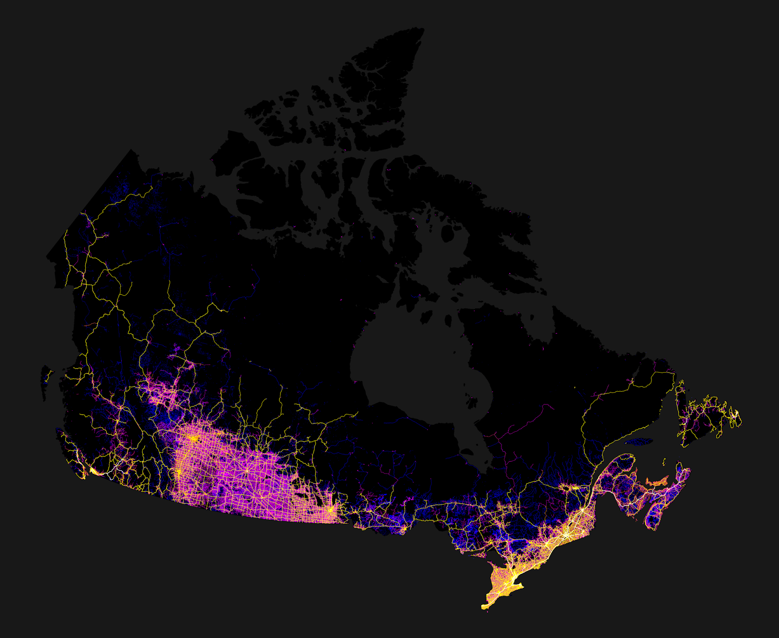 2,500 kilometer-long line that stretches halfway cross Canada without seeing virtually any signs of humanity