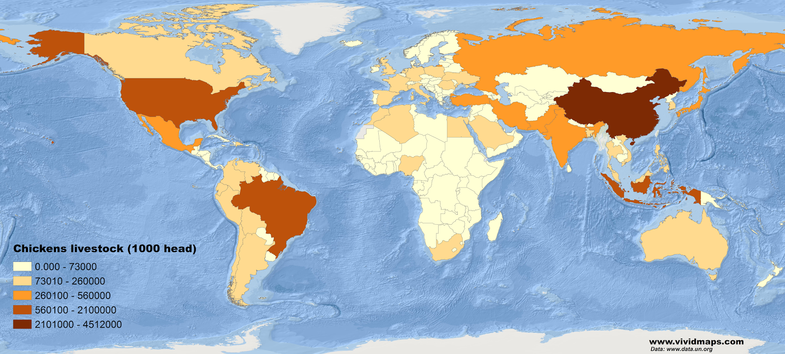 Chickens Live stock data by country