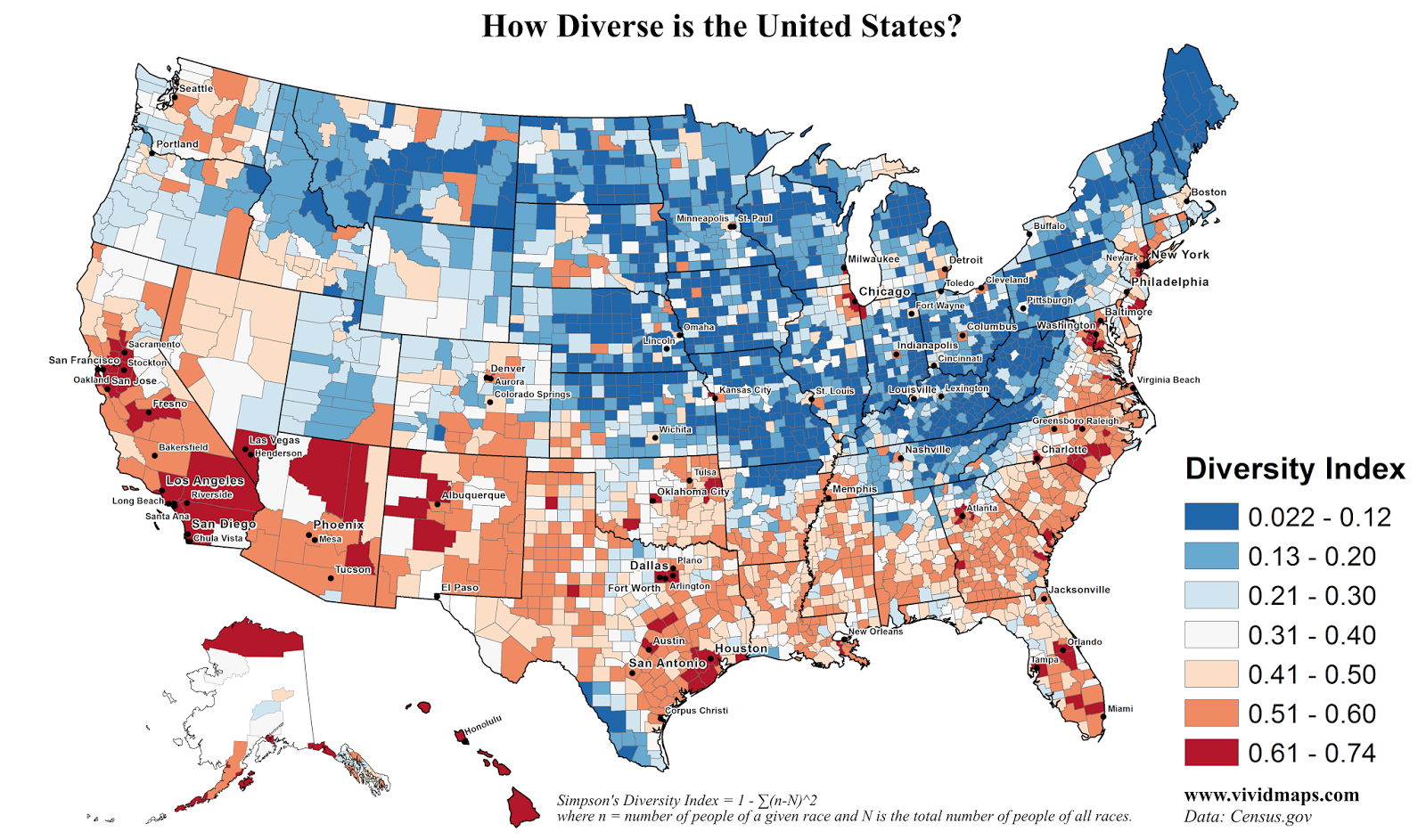 The increasingly diverse United States of America - Vivid Maps