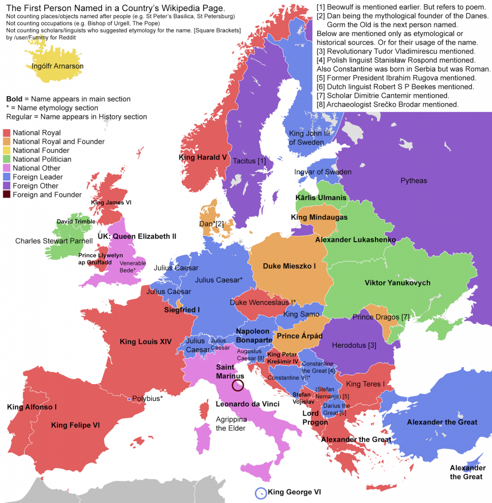 The First Person Named in a Country’s Wikipedia Page - Vivid Maps