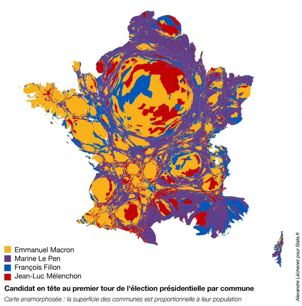 French Presidential Election Cartogram Vivid Maps