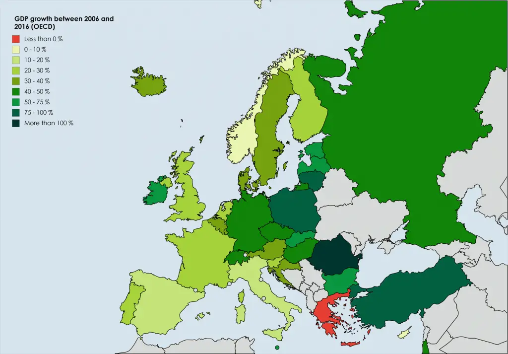 Europe GDP Annual Growth Rate Vivid Maps