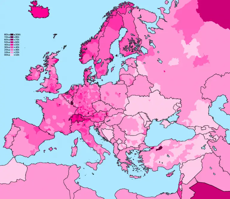 GDP per capita for Europe by subdivision - Vivid Maps