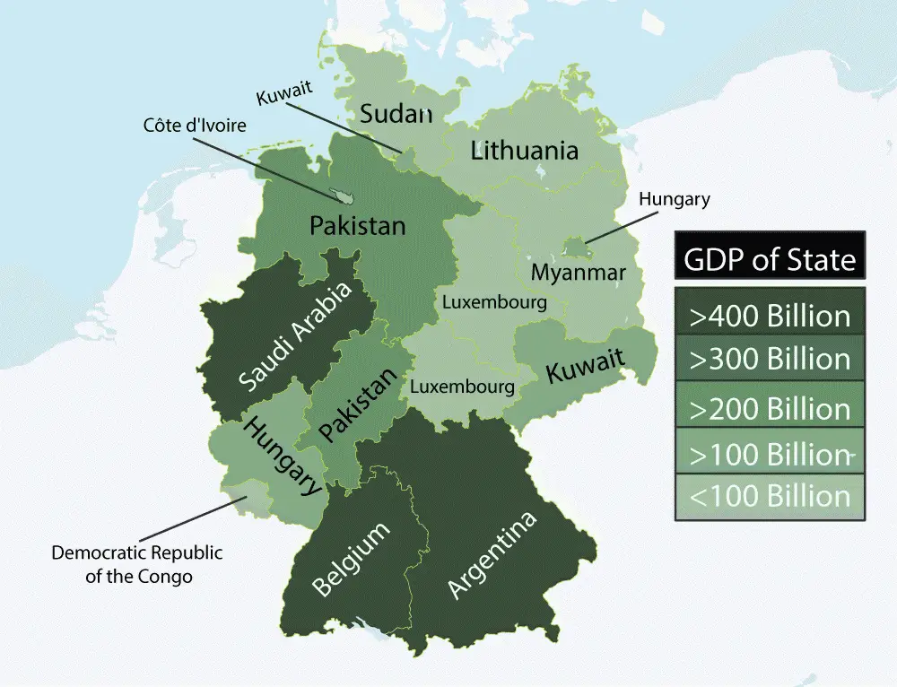 States of Germany as Countries with Similar GDPs Vivid Maps