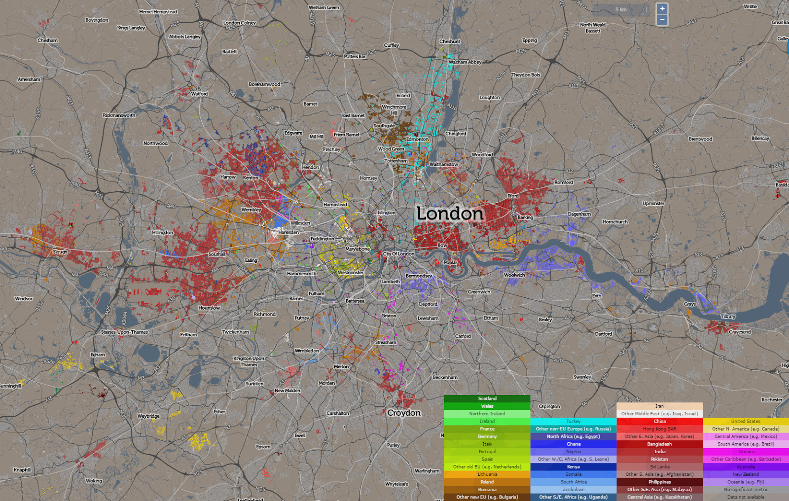 Mapping where immigrants settle in London