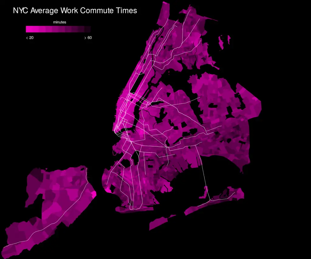 NYC average work commute times