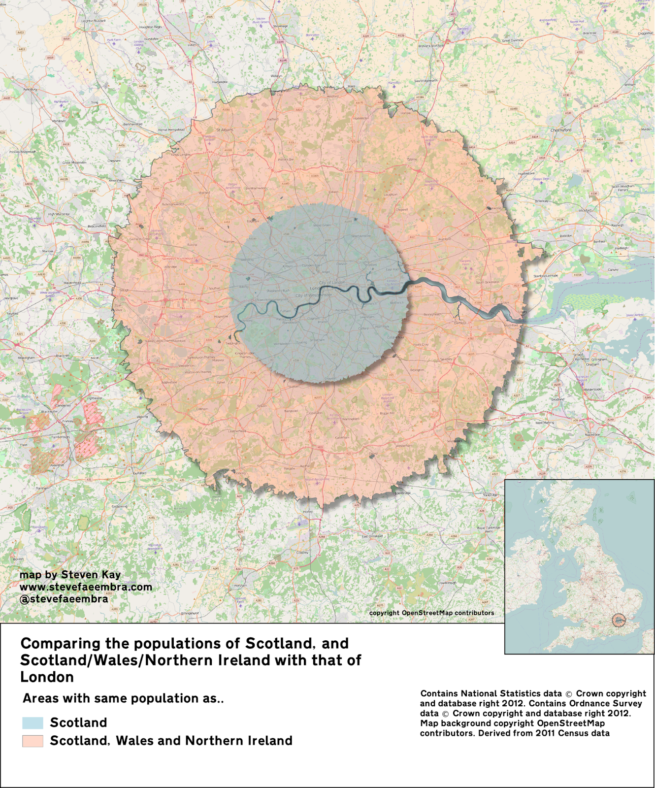 Comparing the population of Scotland with London