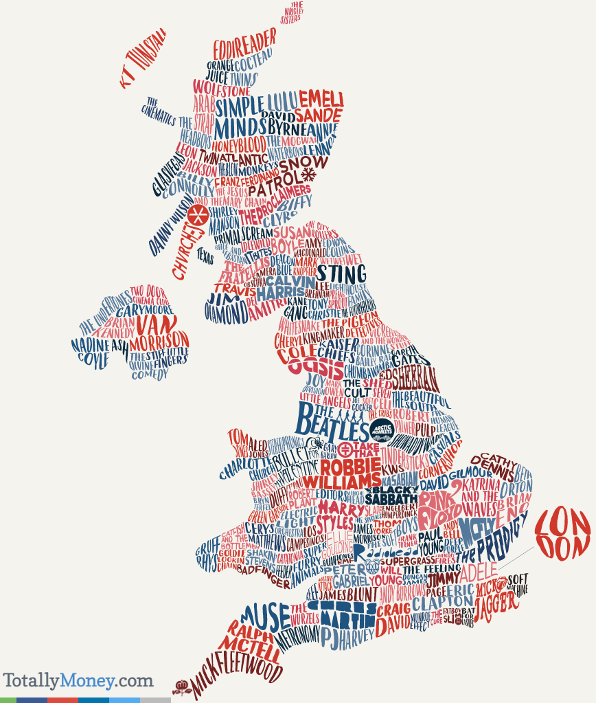 British music mapped - Vivid Maps