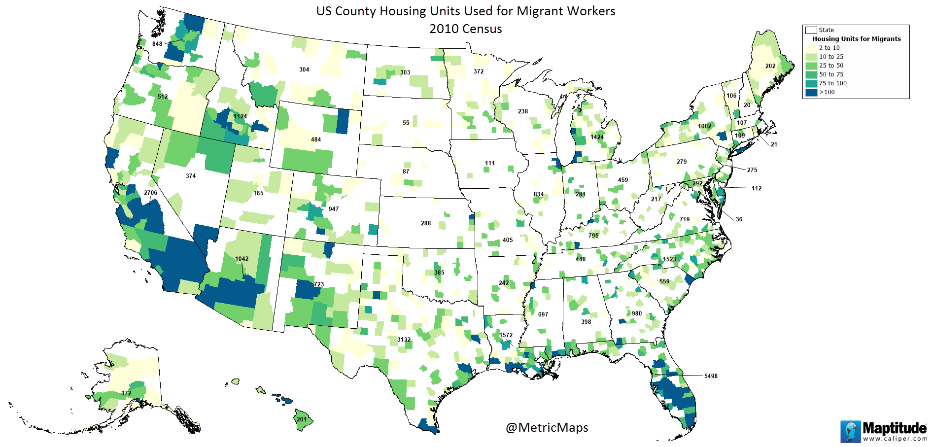 U.S. County Housing Units Used for Migrant Workers