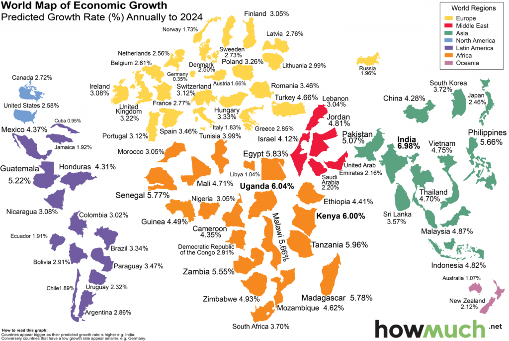 World map of economic growth