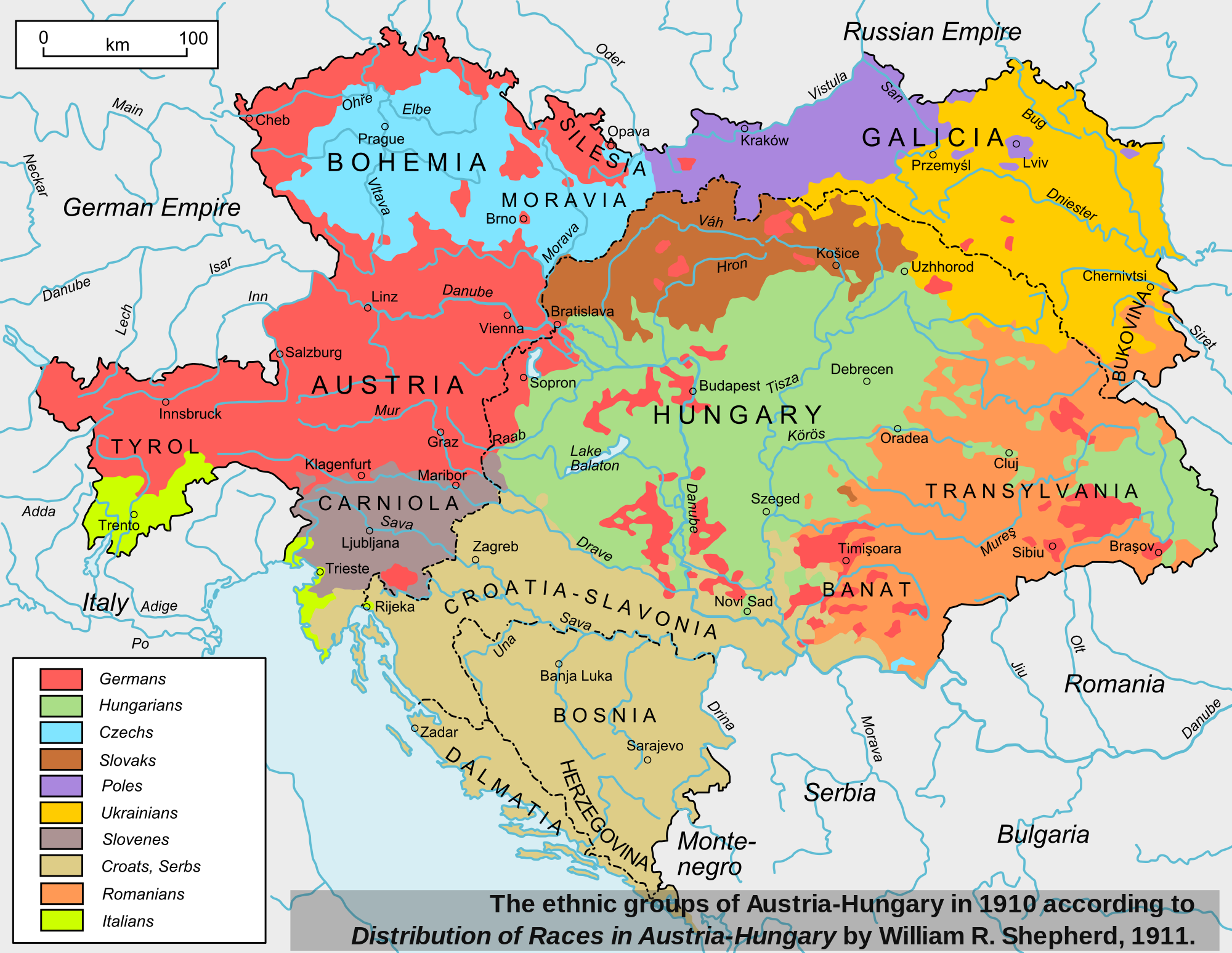 Ethnic groups of the Austro-Hungarian Empire (1910)