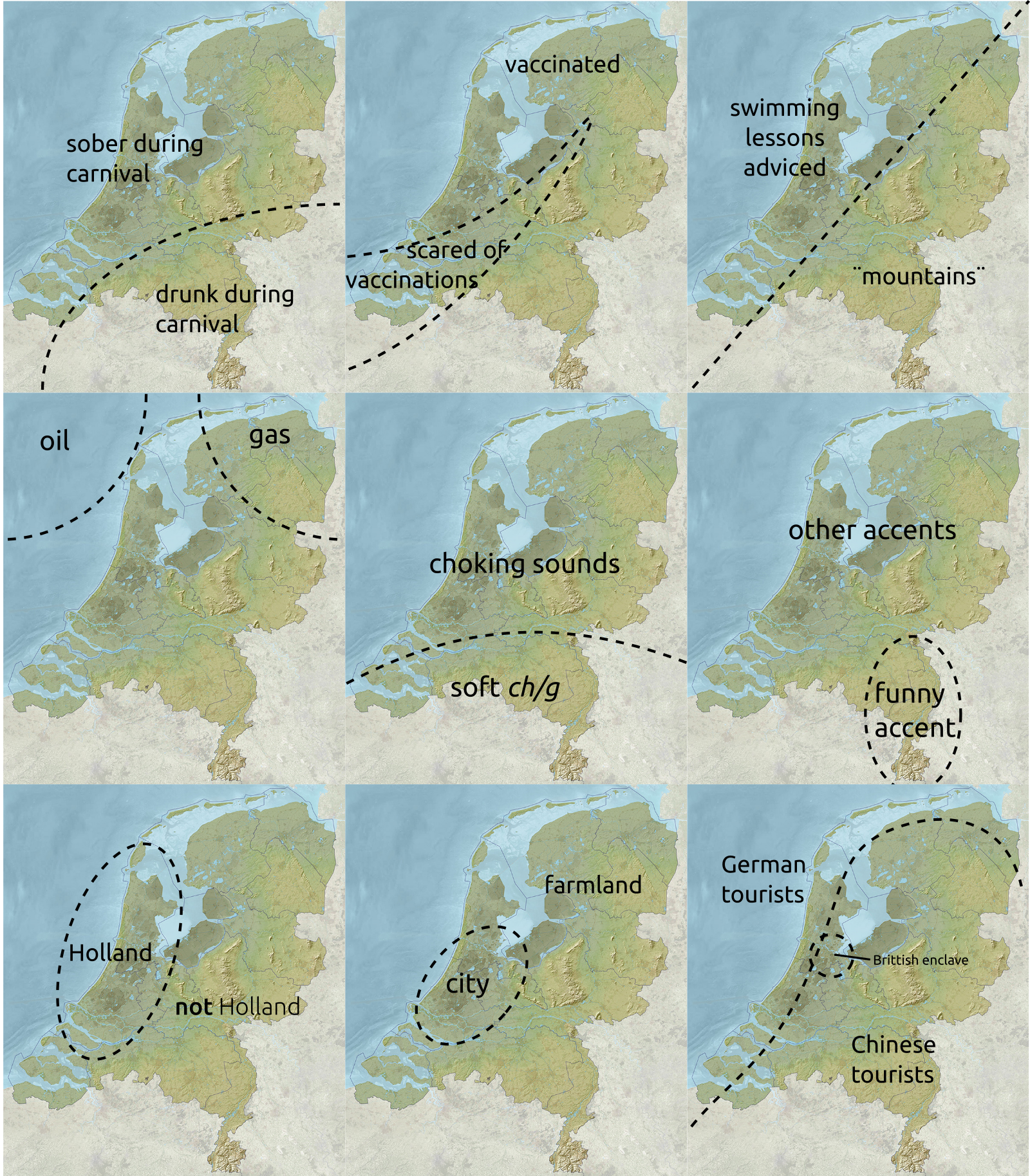 Nine ways to divide the Netherlands