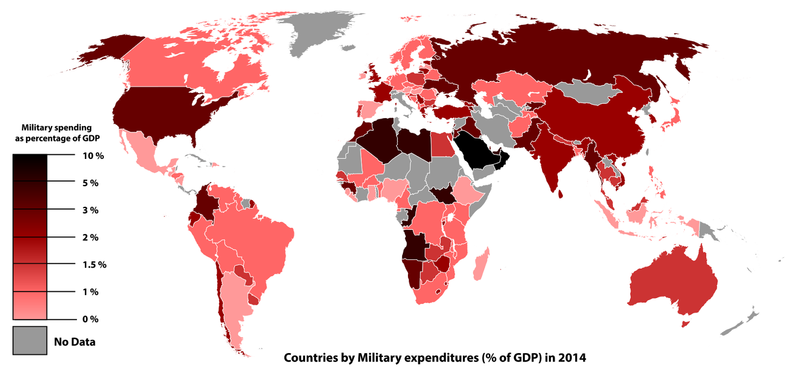 Countries by military expenditures in 2014 (% of GDP)