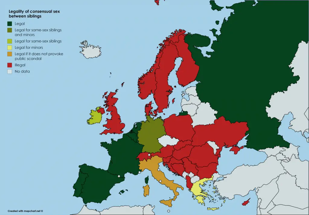 Legality of Consensual Sex between Siblings in Europe