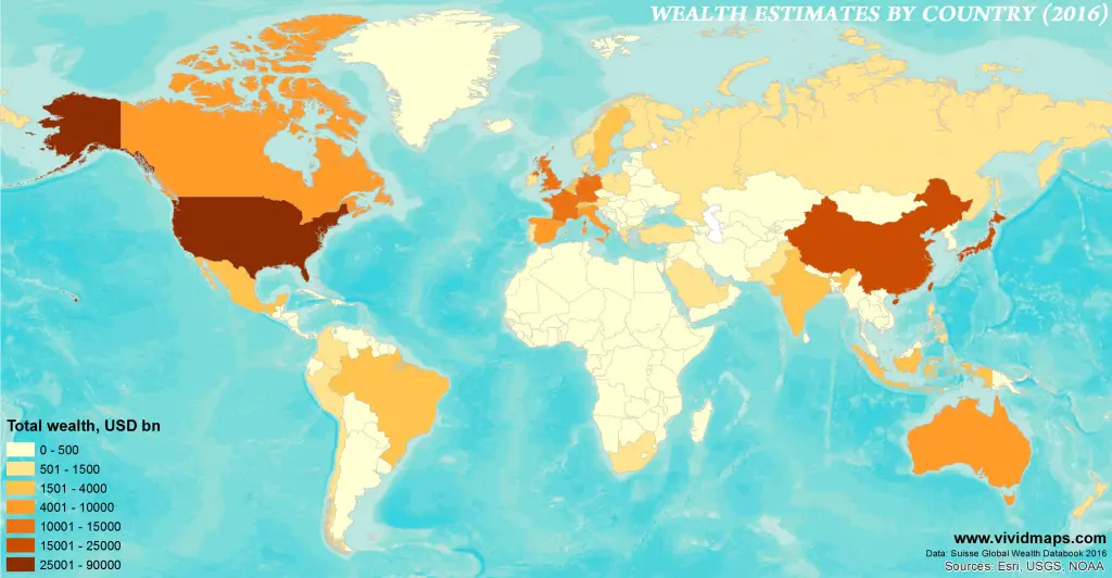 Wealth estimates by country Vivid Maps