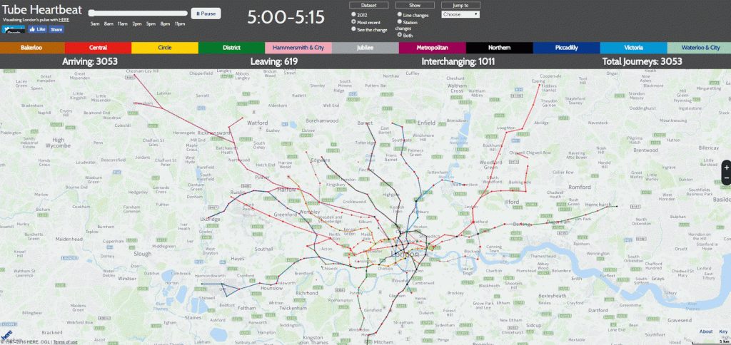 London's Tube Heartbeat - Vivid Maps