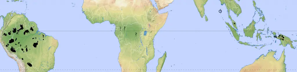 Map of the locations of potentially uncontacted peoples at the start of the 21st century